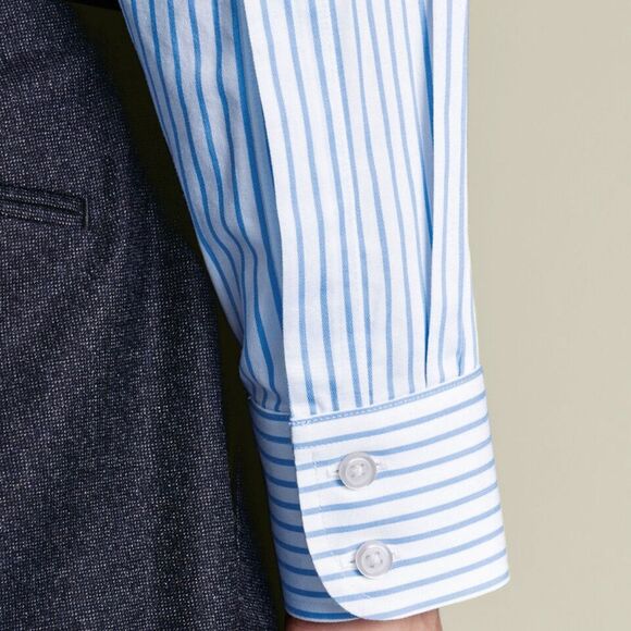 Charles Tyrwhitt Cornflower Blue Striped Twill Slim Fit 15.5 NWT in packaging - Picture 3 of 8